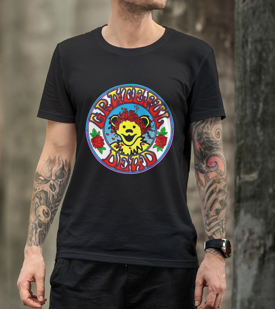 Grateful Dead Bear With Roses Circle T-Shirt
