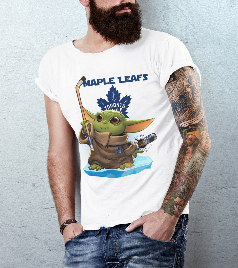 Baby Yoda Toronto Maple Leafs Hockey Fan T-Shirt