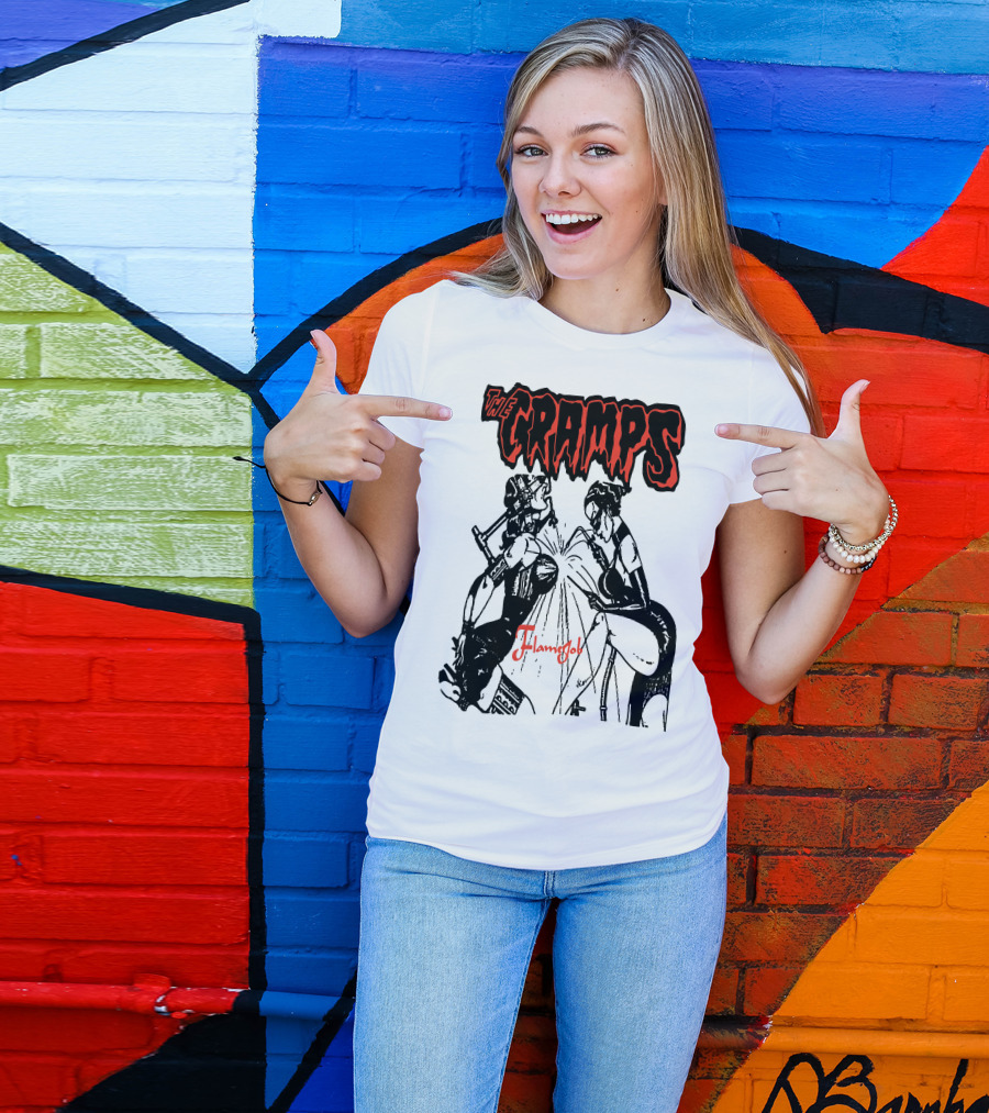 The Cramps Flamejob Artwork Kneeling Figures T-Shirt