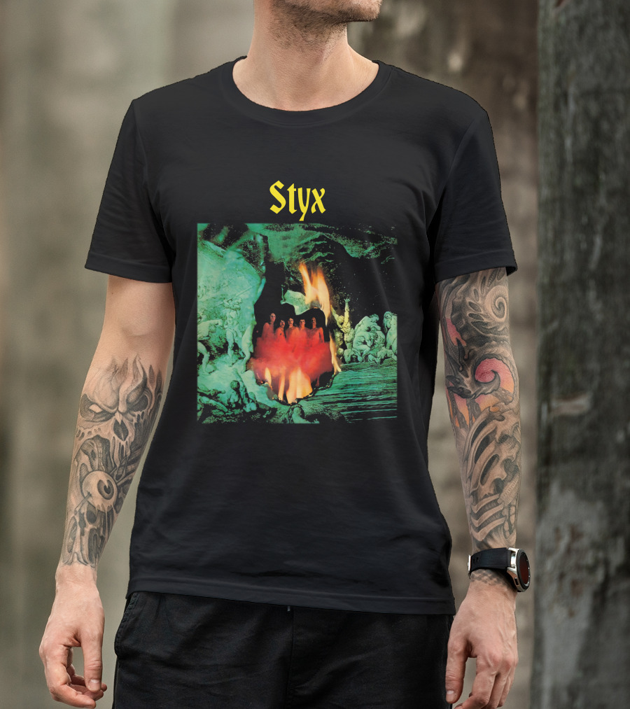 Styx Gothic Fantasy Art With Fire And Figures T-Shirt