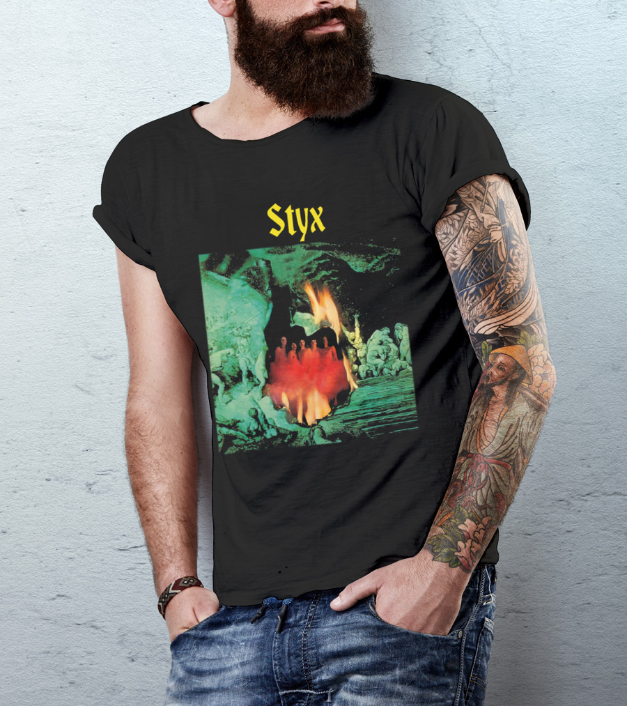 Styx Gothic Fantasy Art With Fire And Figures T-Shirt