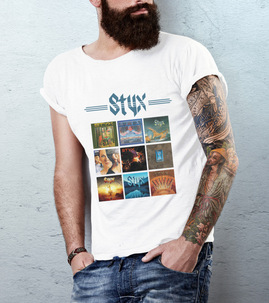 Styx Album Covers Compilation Featuring Iconic Band Art T-Shirt