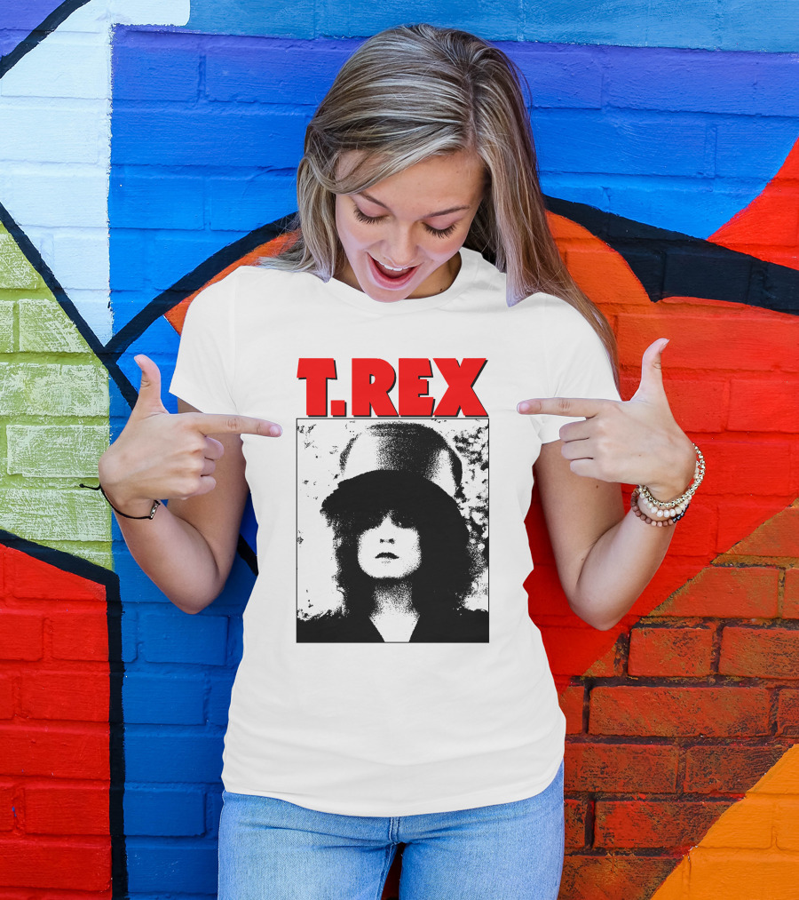 T. Rex Iconic Red Text With Black And White T-Shirt