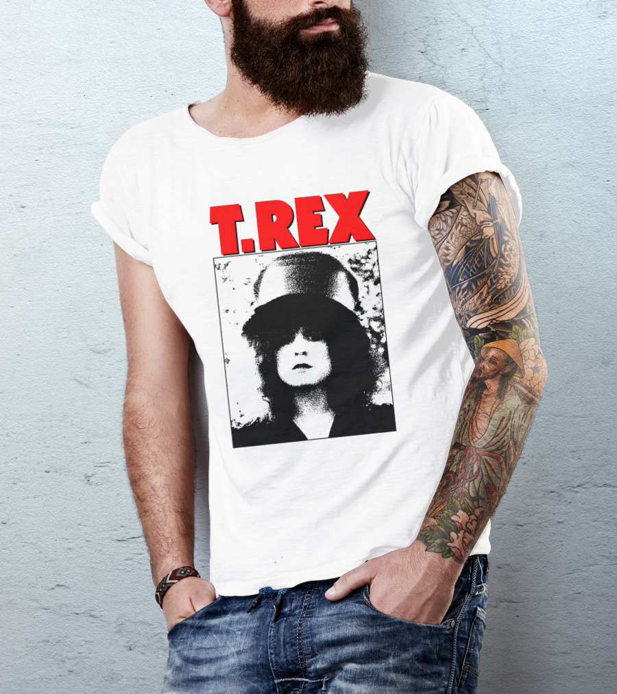 T. Rex Iconic Red Text With Black And White T-Shirt