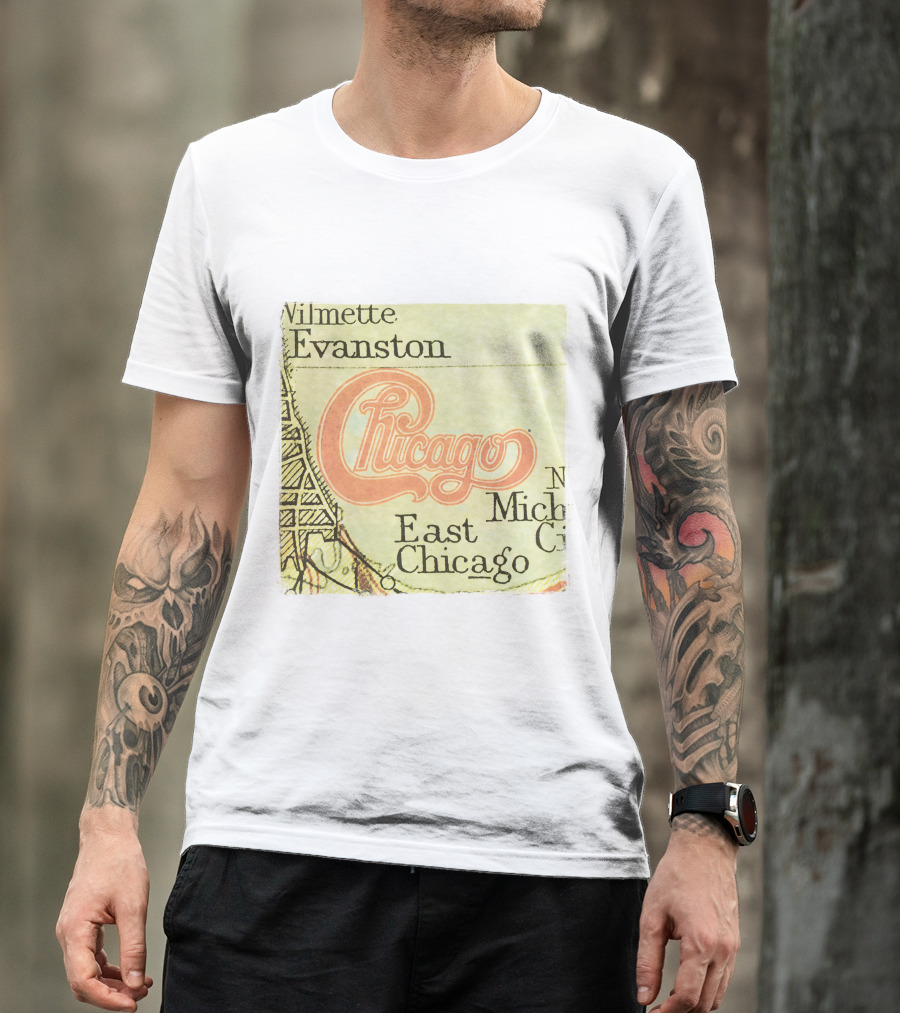 Chicago Map With Wilmette Evanston East Chicago T-Shirt
