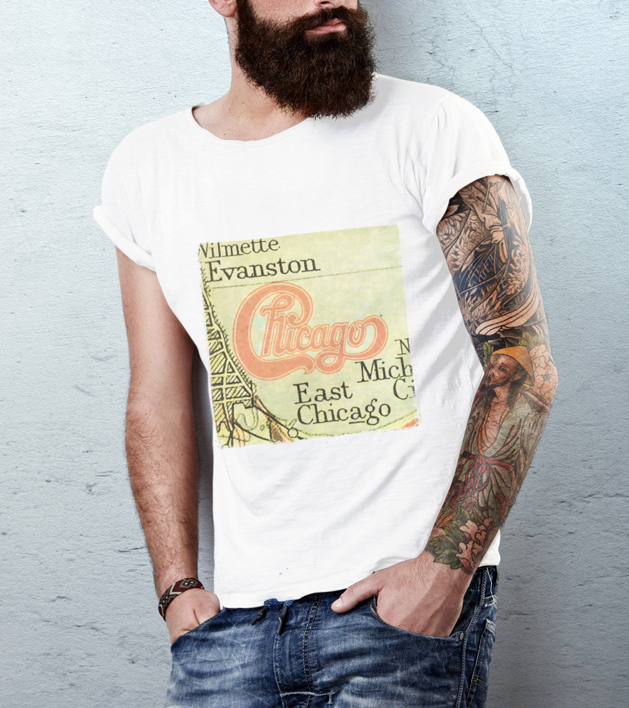 Chicago Map With Wilmette Evanston East Chicago T-Shirt