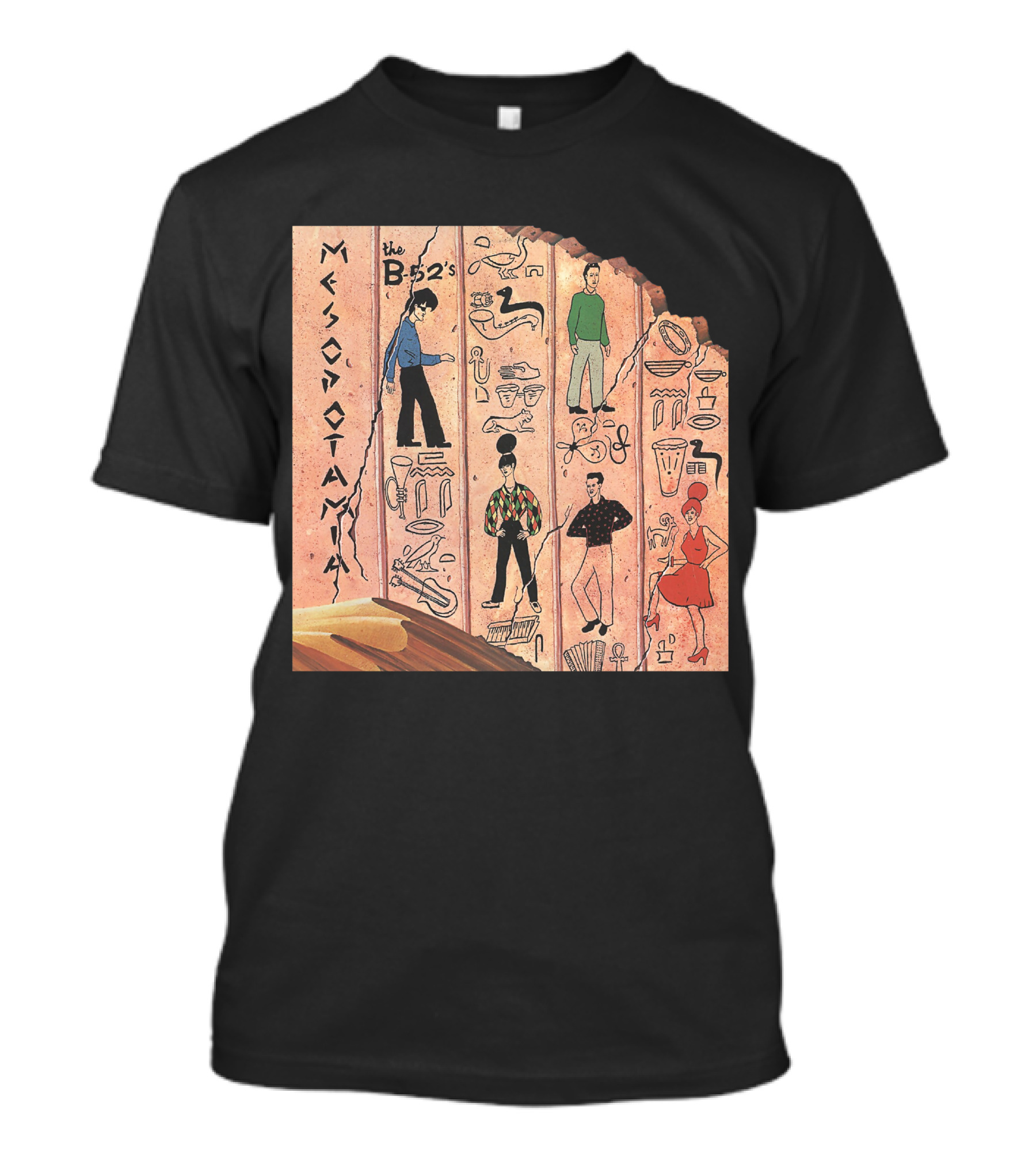 The B-52'S Mesopotamia Album Art With Band Members And Hieroglyphics T-Shirt