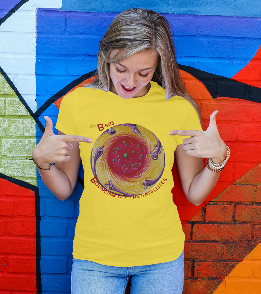 The B52'S Bouncing Off The Satellites Alien Cartoon Orbit T-Shirt
