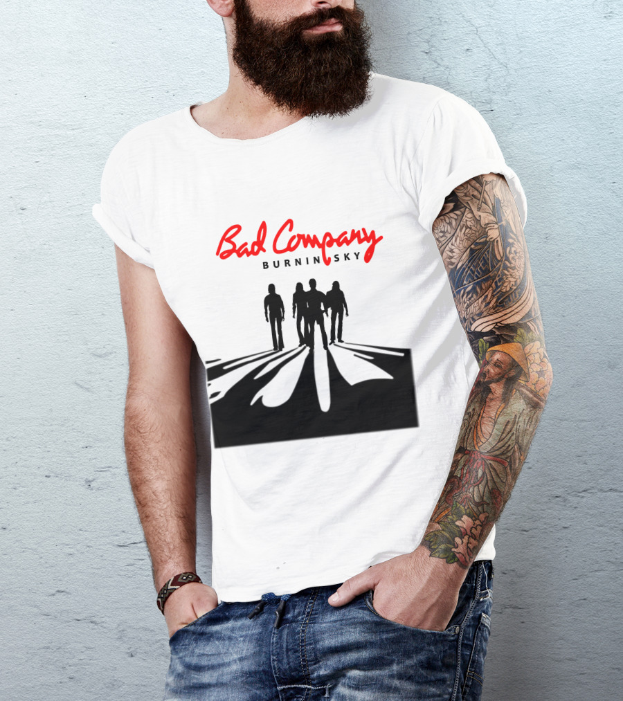 Bad Company Burnin' Sky Silhouette Walking Down Road T-Shirt