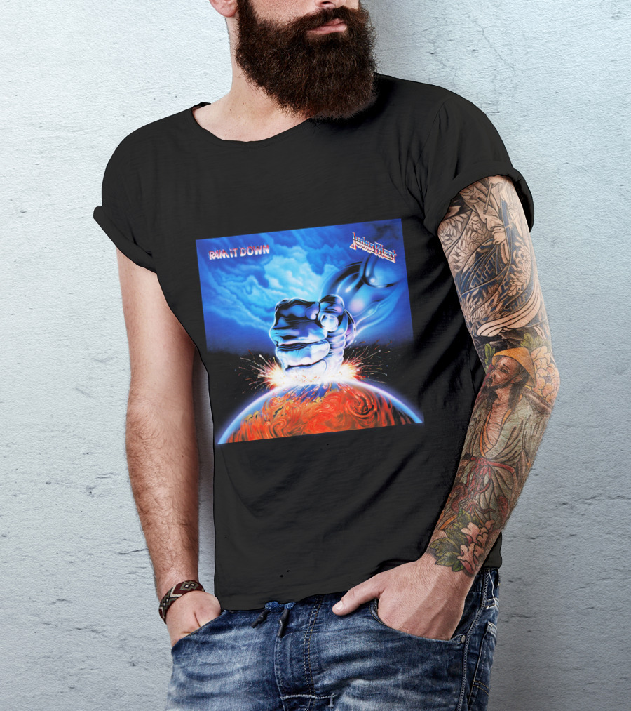 Judas Priest Ram It Down Album Art Fist And Lightning T-Shirt