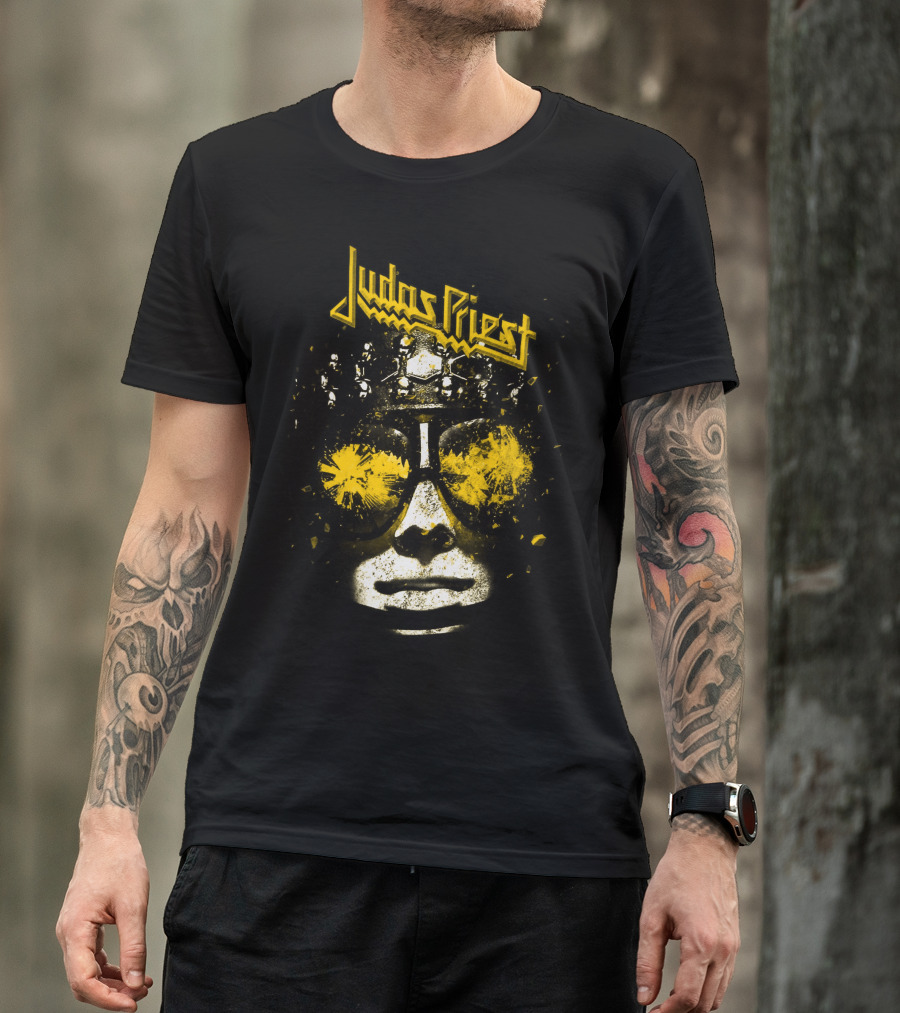 Judas Priest Explosive Helmet Sunglasses Face T-Shirt