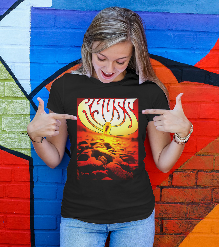 Kyuss Rock Band Logo With Sunset And Stones T-Shirt
