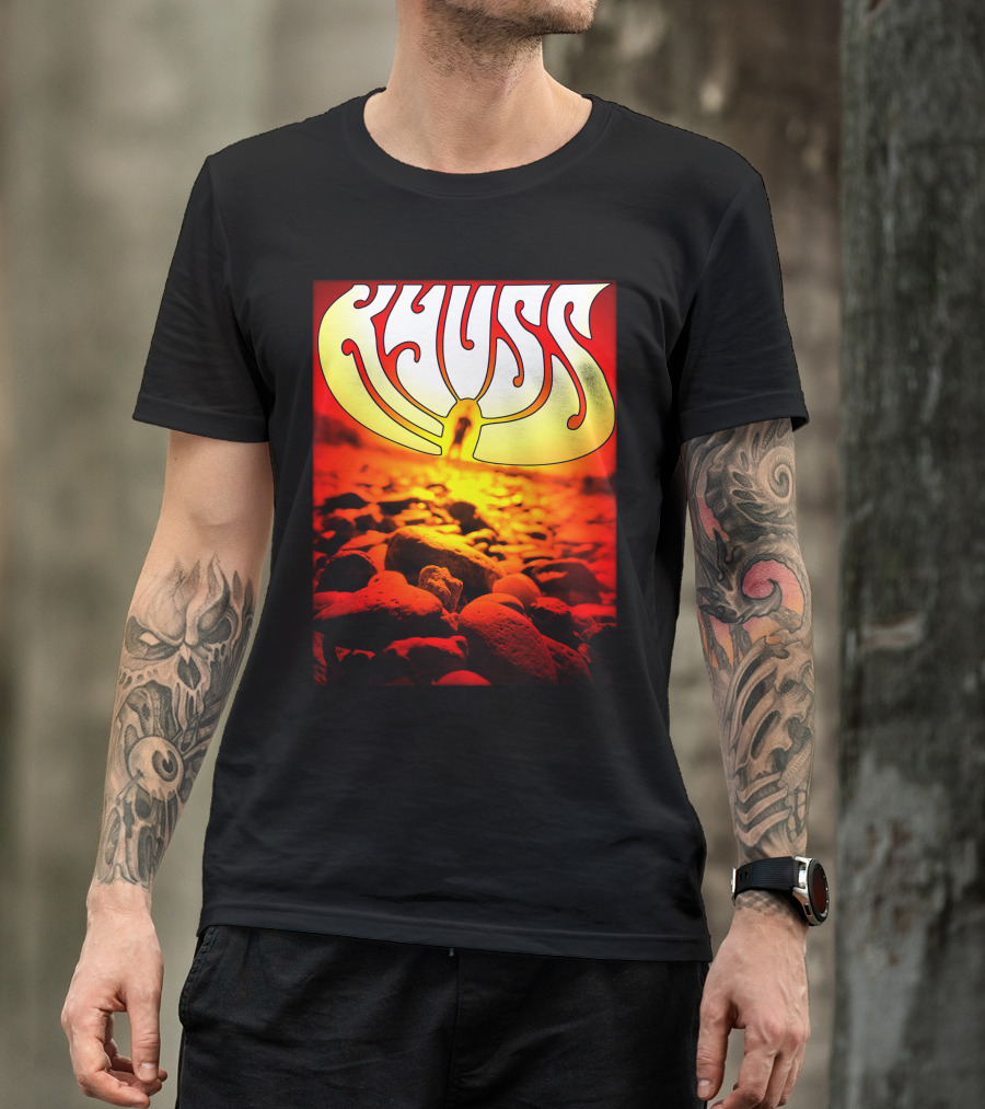 Kyuss Rock Band Logo With Sunset And Stones T-Shirt