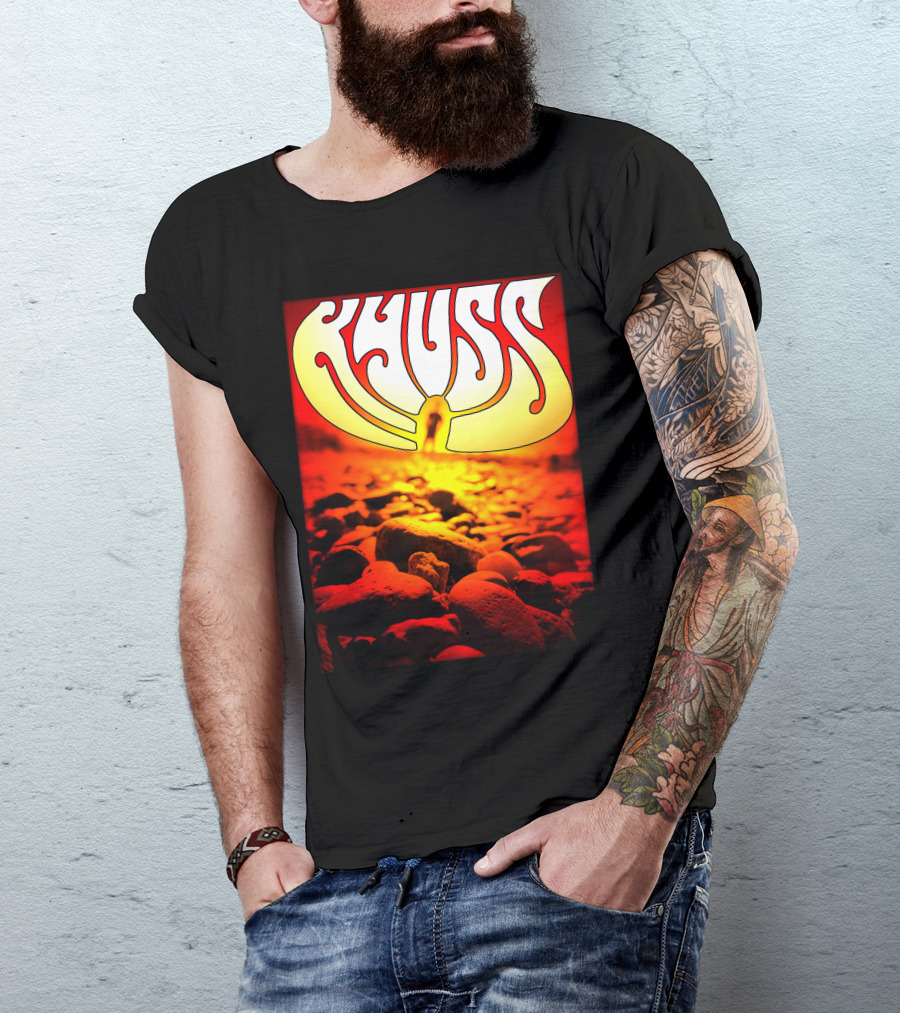 Kyuss Rock Band Logo With Sunset And Stones T-Shirt