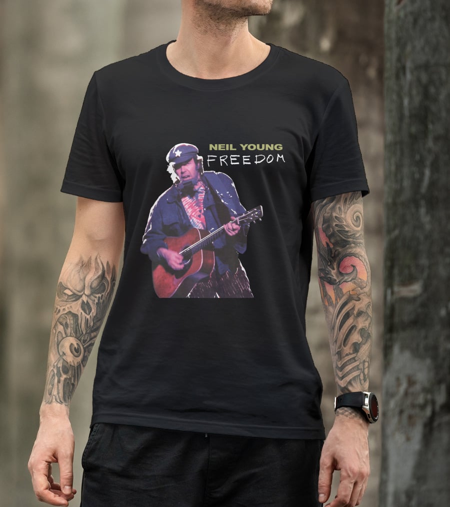Neil Young Freedom Album Artwork Iconic Musician Performance T-Shirt