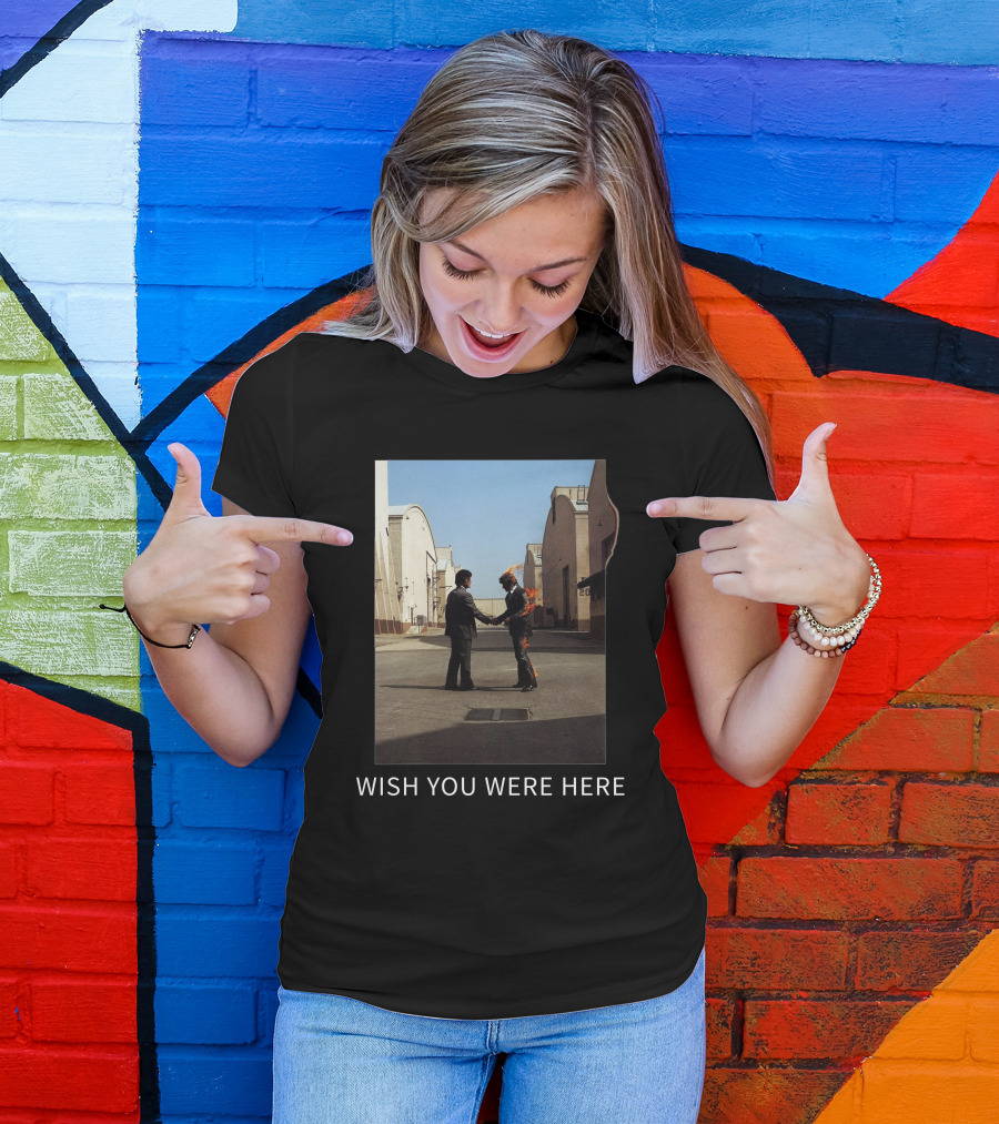 Wish You Were Here Album Cover Iconic Handshake Flame Scene T-Shirt