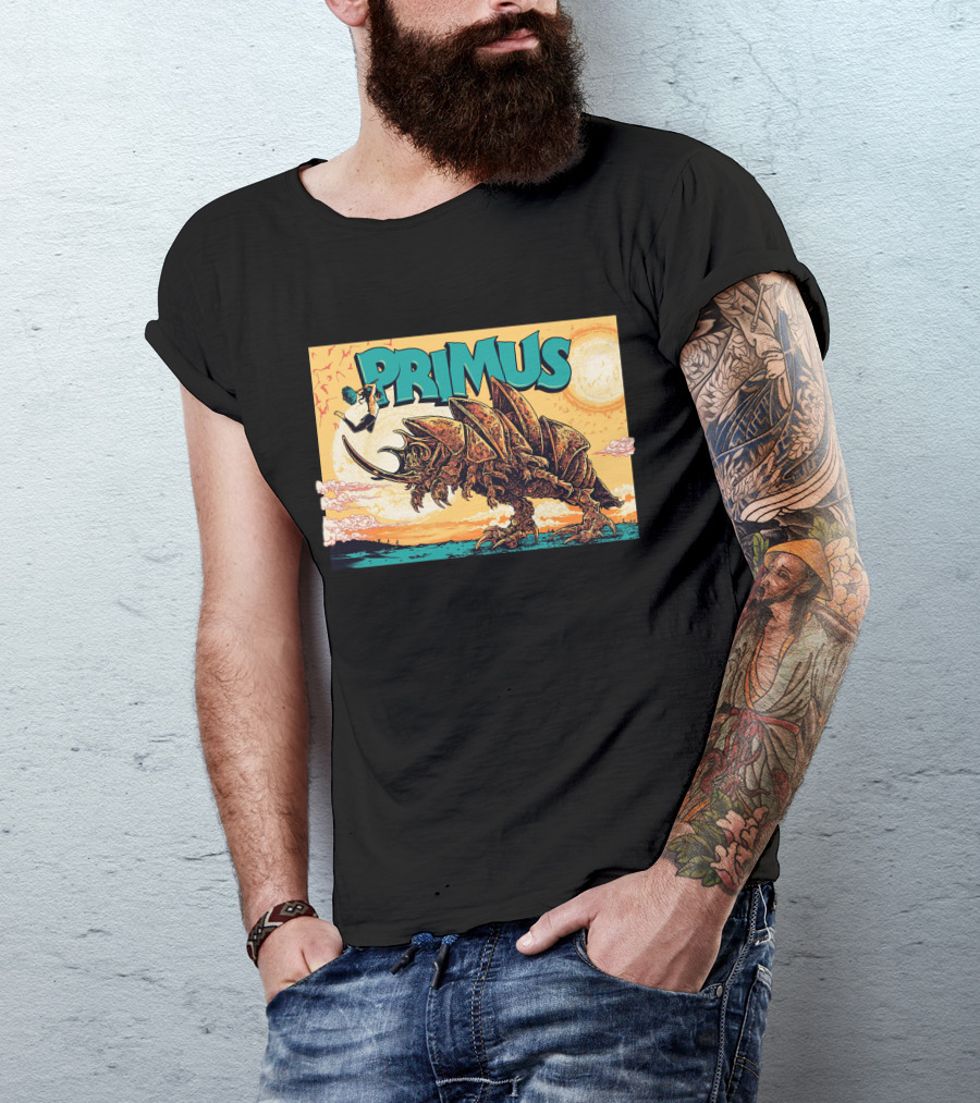 Primus Giant Insect Soldier With Suitcase Walking Into Sun T-Shirt