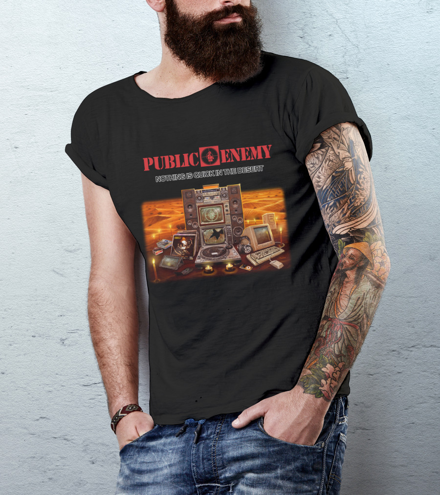 Public Enemy Nothing Is Quick In The Desert Vintage Electronics Desert Scene T-Shirt