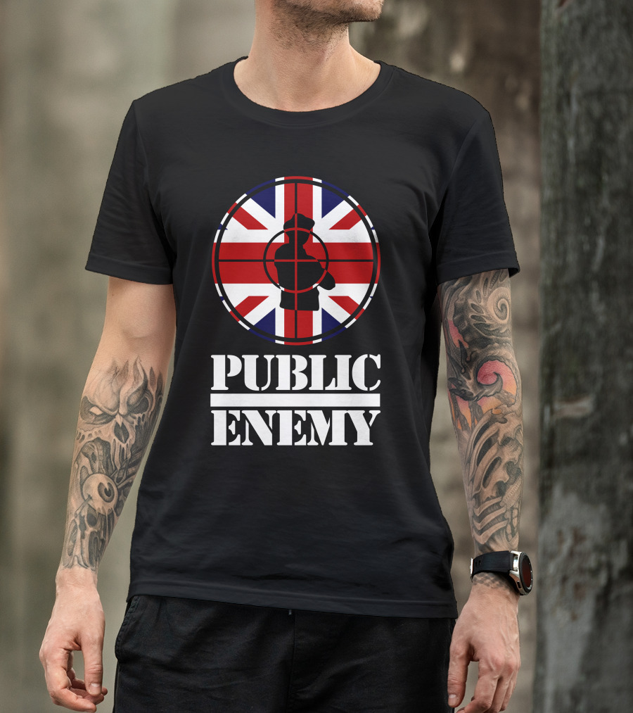 Public Enemy Target Silhouette Uk Flag T-Shirt
