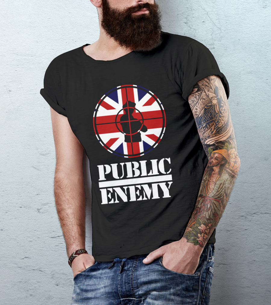 Public Enemy Target Silhouette Uk Flag T-Shirt