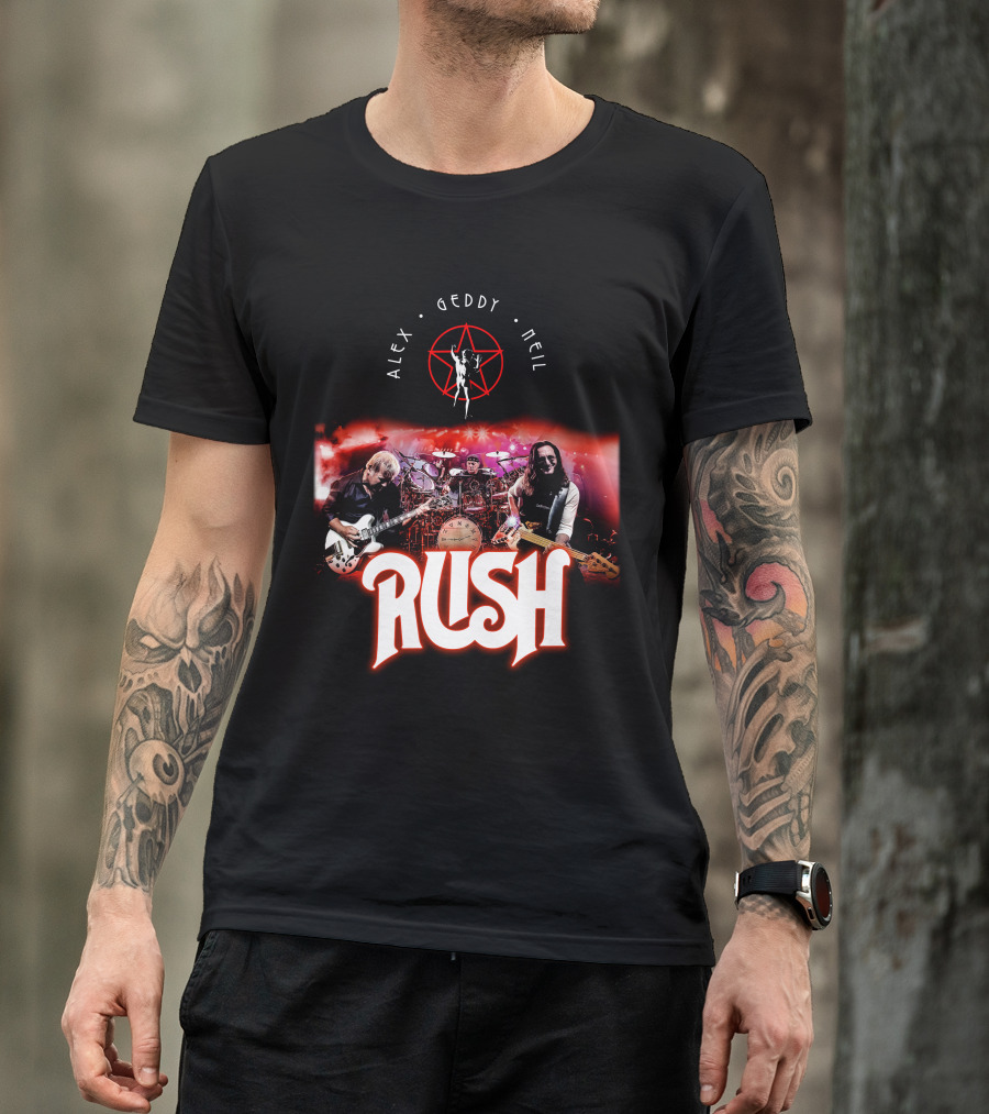 Rush Alex Geddy Neil Live Performance Iconic Band T-Shirt