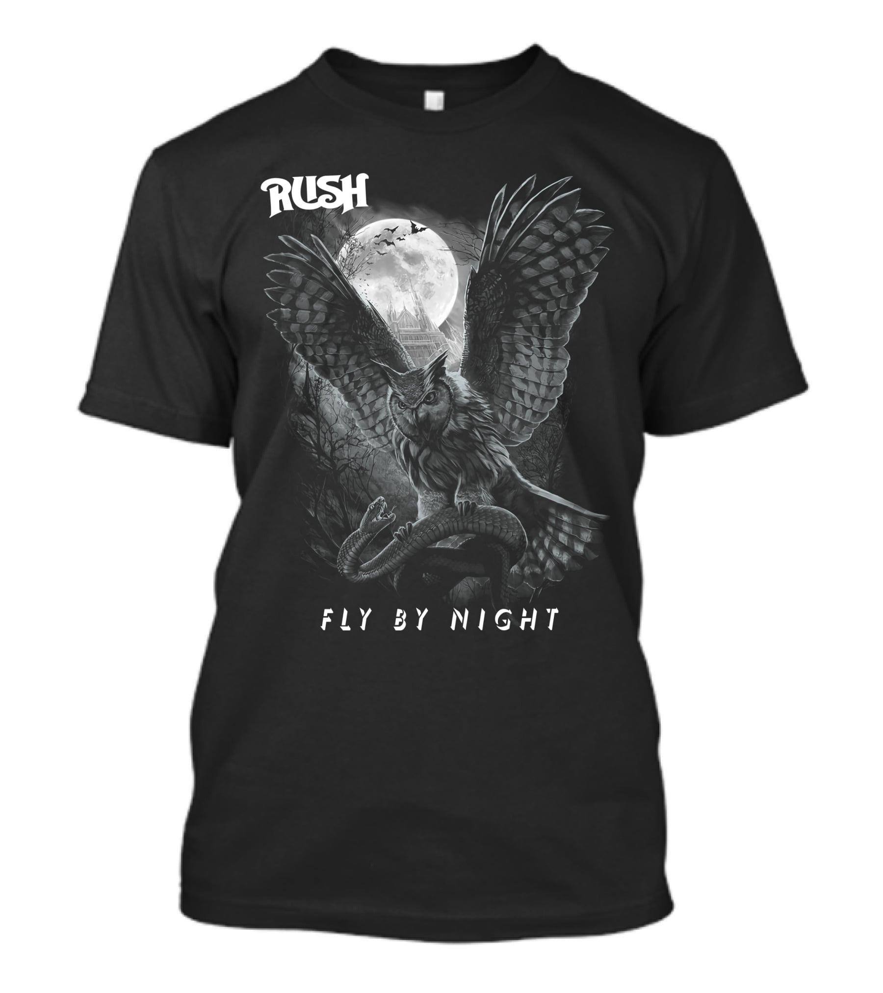 Rush Fly By Night Owl And Full Moon T-Shirt