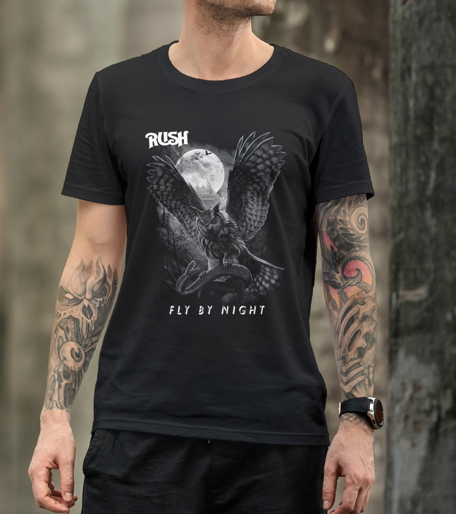 Rush Fly By Night Owl And Full Moon T-Shirt