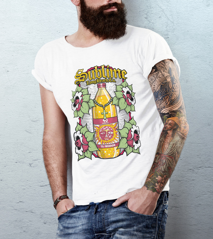 Sublime Long Beach Ca 40 Ounces To Freedom Sun Flowers T-Shirt