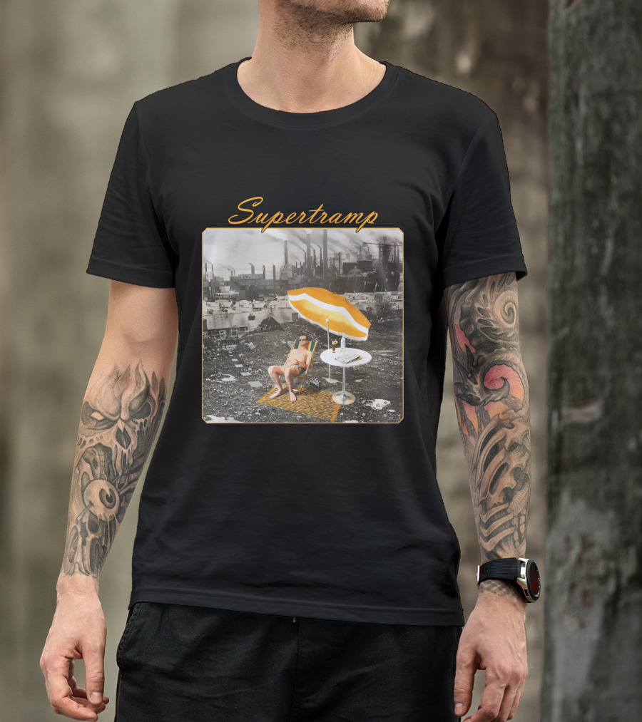 Supertramp Urban Industrial Paradise Imagery With Factory Backdrop And Relaxing Figure T-Shirt