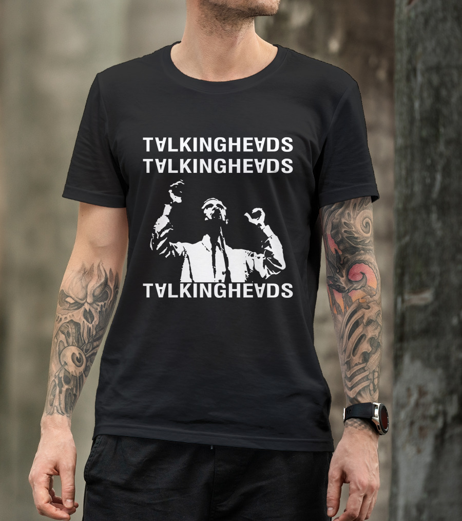 Talking Heads Band Logo With Musician Silhouette T-Shirt