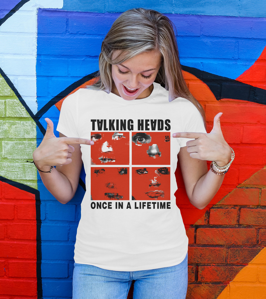 Talking Heads Once In A Lifetime Faces Red Squares T-Shirt