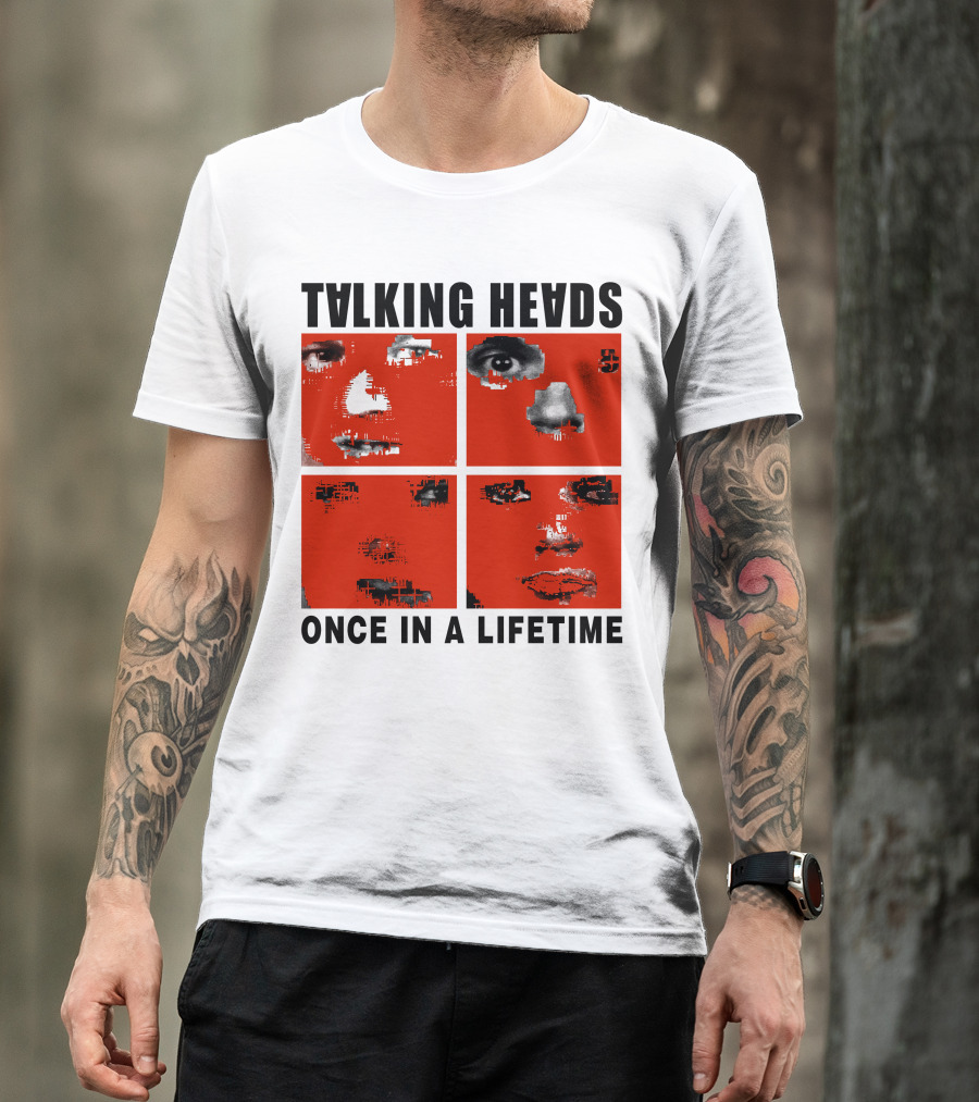Talking Heads Once In A Lifetime Faces Red Squares T-Shirt