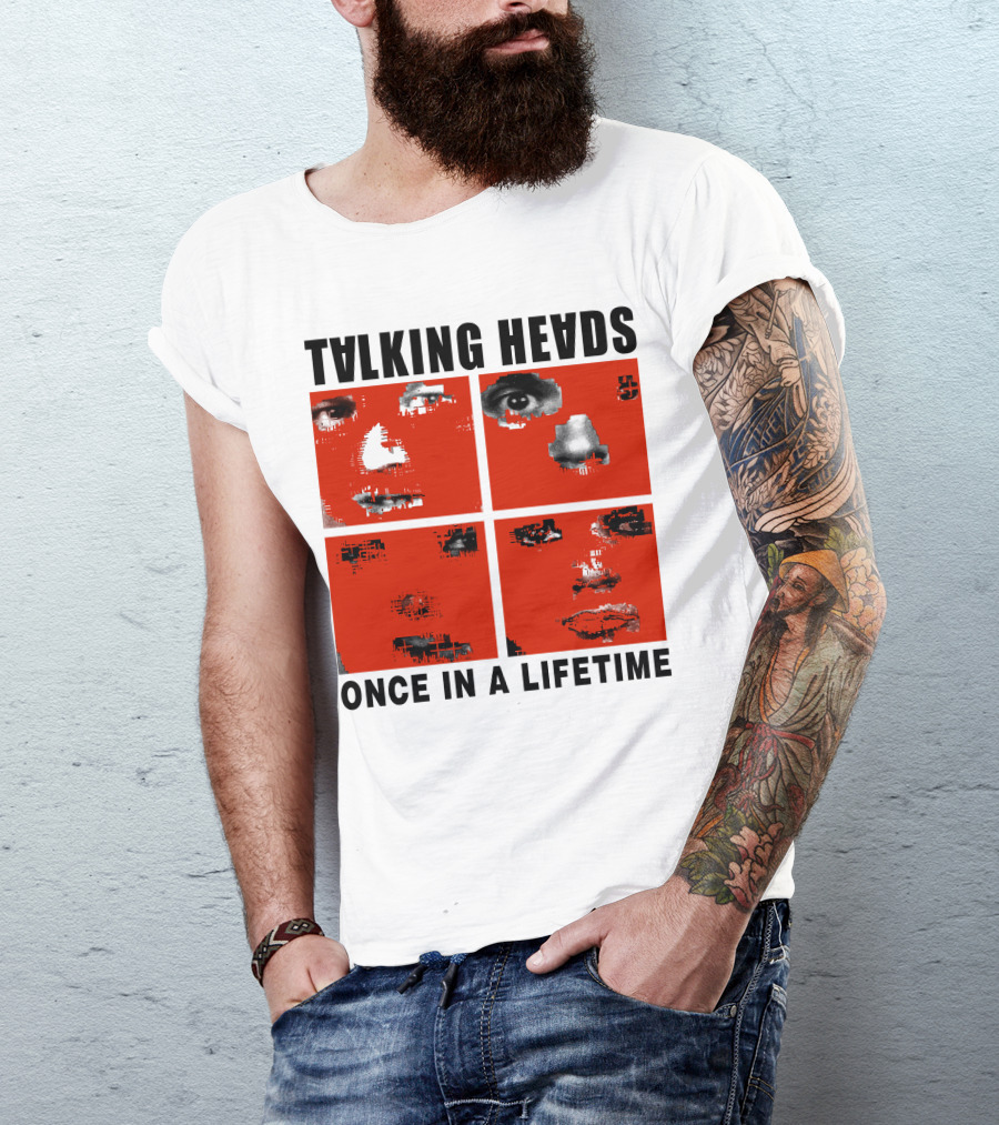 Talking Heads Once In A Lifetime Faces Red Squares T-Shirt