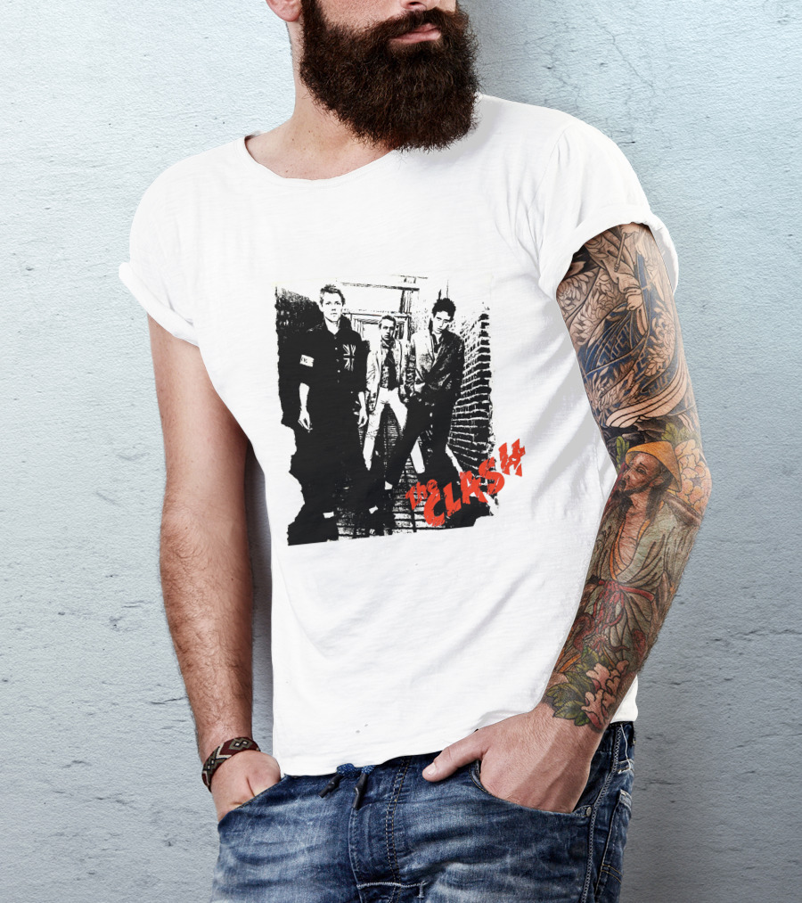 The Clash Punk Band Graphic With Union Jack Patch T-Shirt