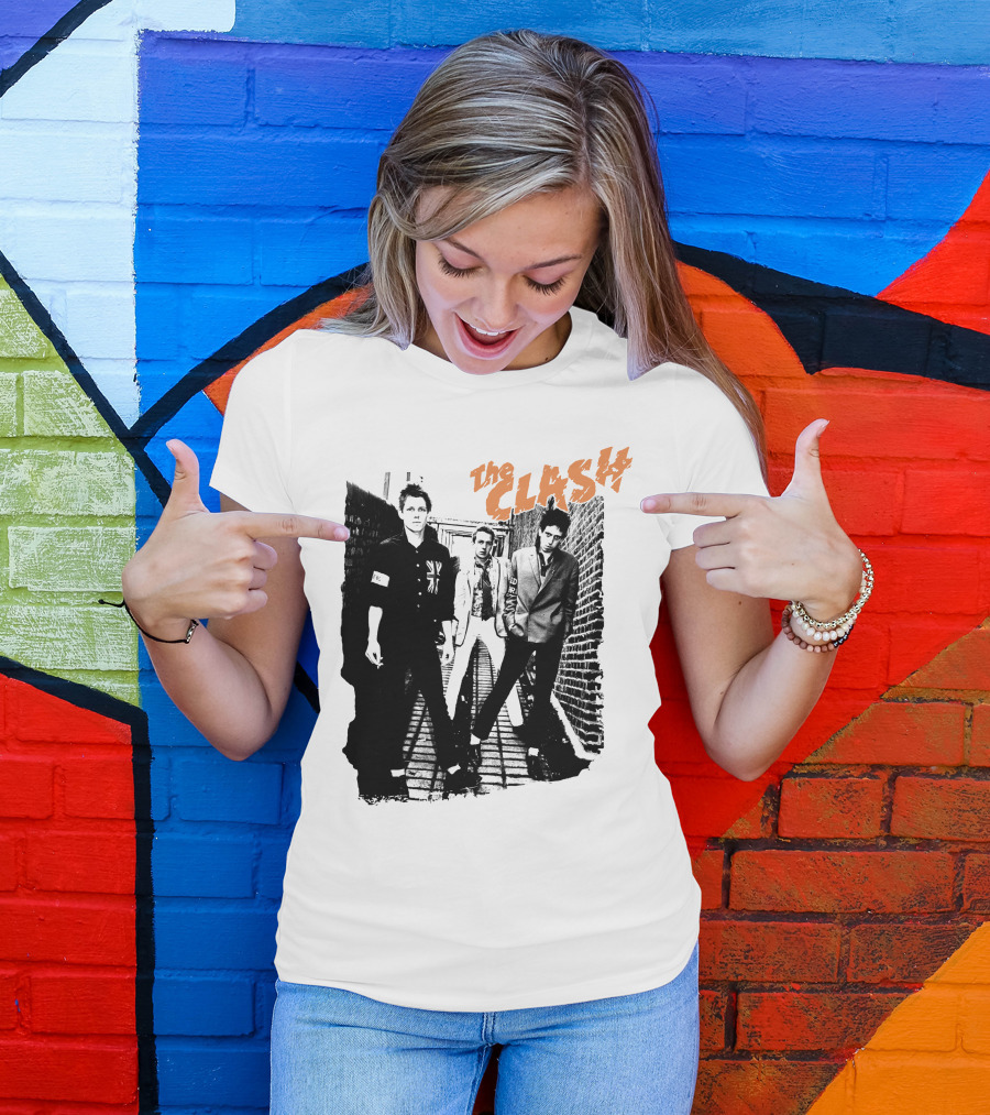 The Clash Black And White Alley Photo Band Members T-Shirt