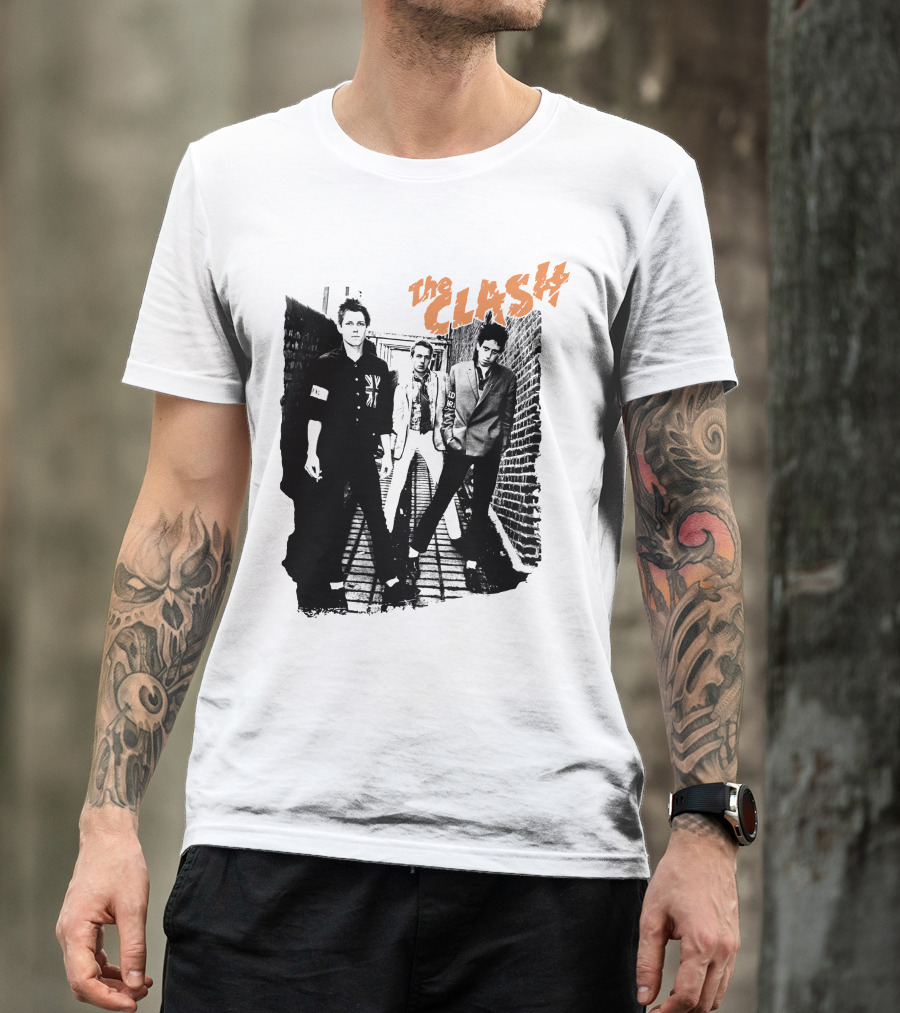 The Clash Black And White Alley Photo Band Members T-Shirt