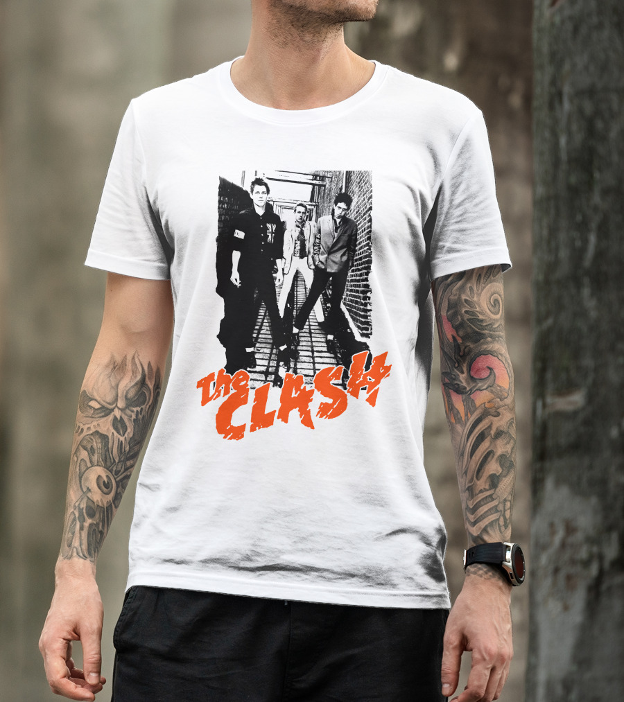 The Clash Band Black And White Alley Photograph With Red T-Shirt