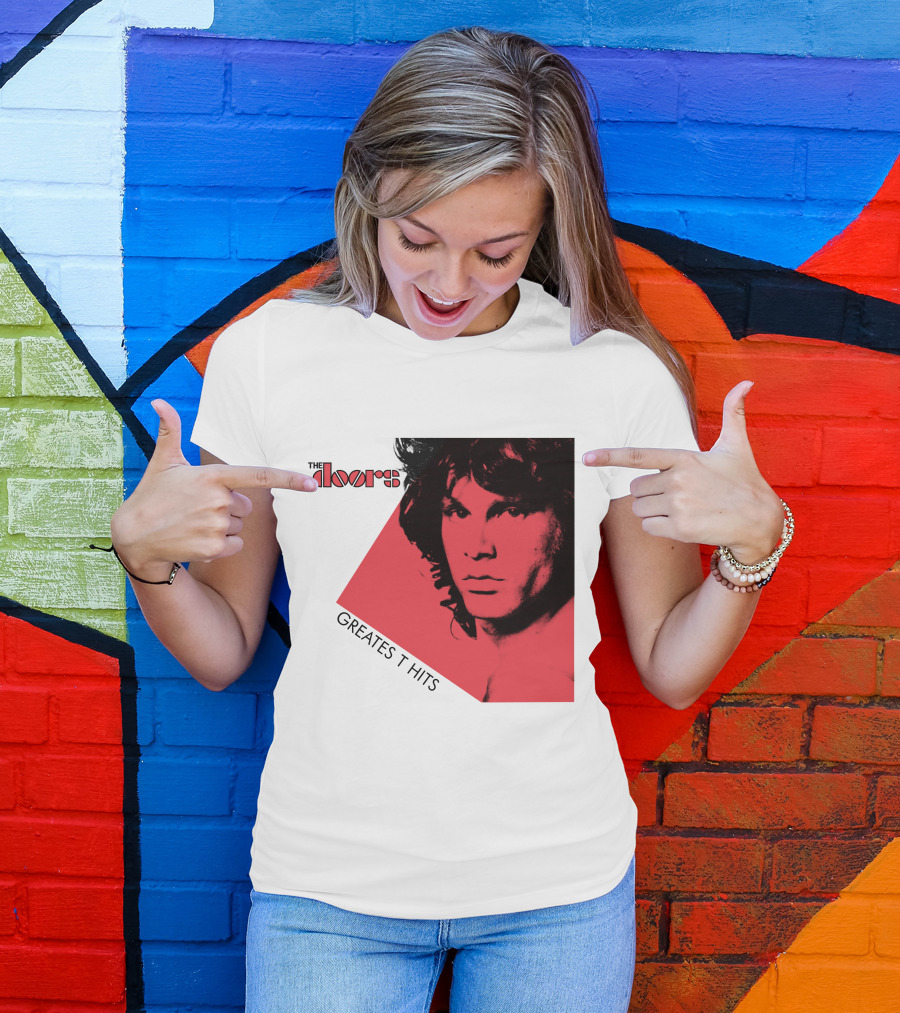 The Doors Greatest Hits Jim Morrison Red And Black T-Shirt