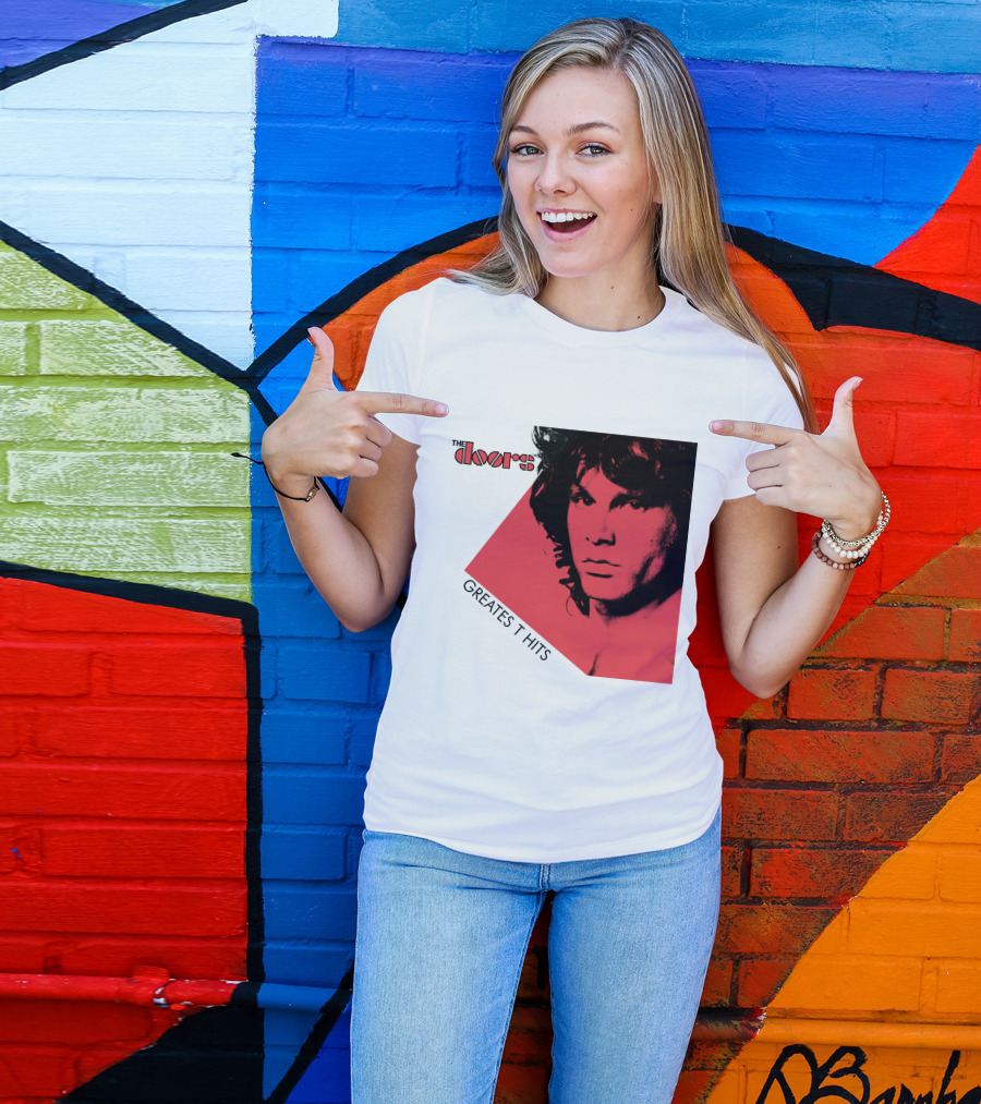 The Doors Greatest Hits Jim Morrison Red And Black T-Shirt