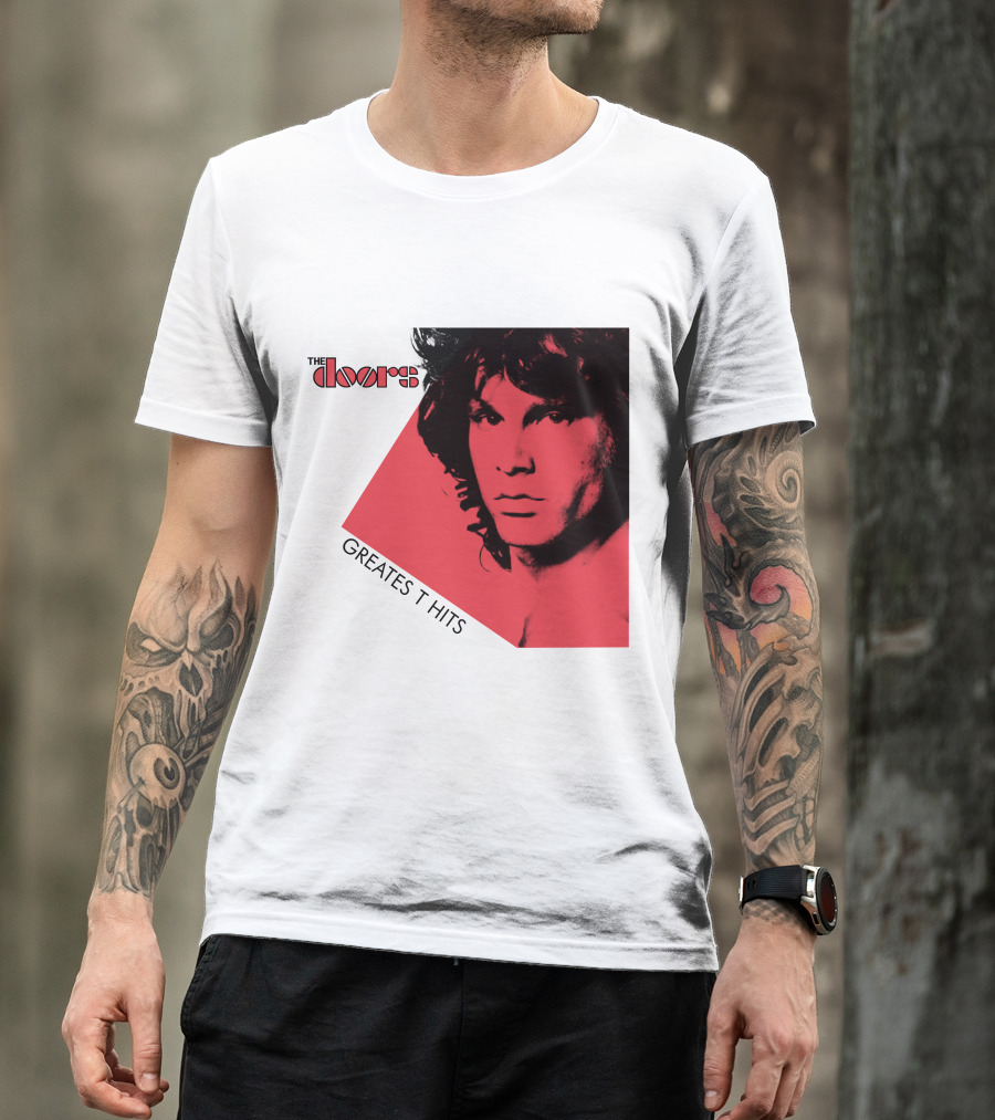 The Doors Greatest Hits Jim Morrison Red And Black T-Shirt