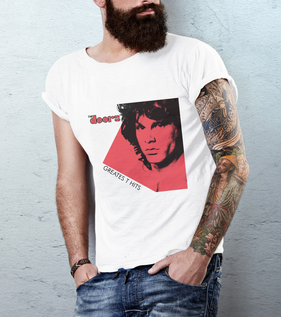 The Doors Greatest Hits Jim Morrison Red And Black T-Shirt
