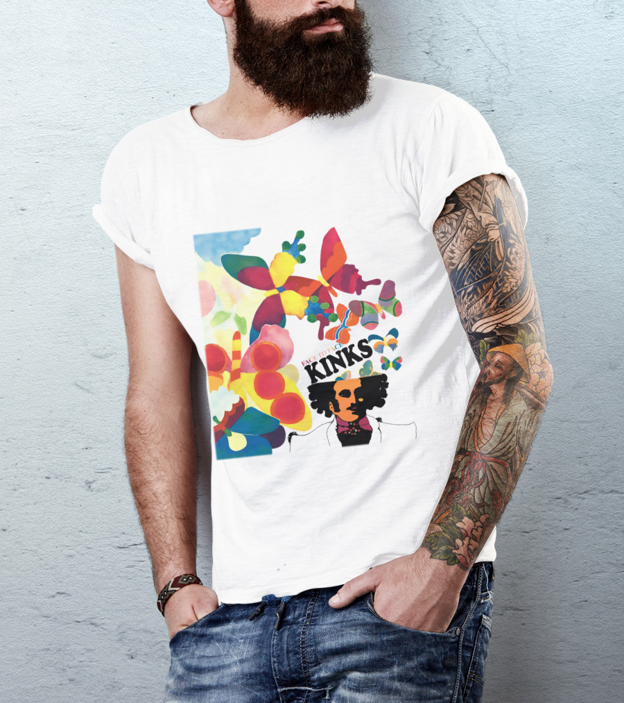 Kinks Face To Face 60S Psychedelic Butterfly Album Cover T-Shirt