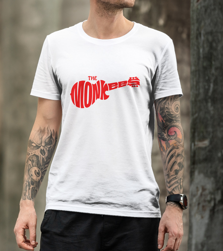The Monkees Logo Guitar Shape Red T-Shirt