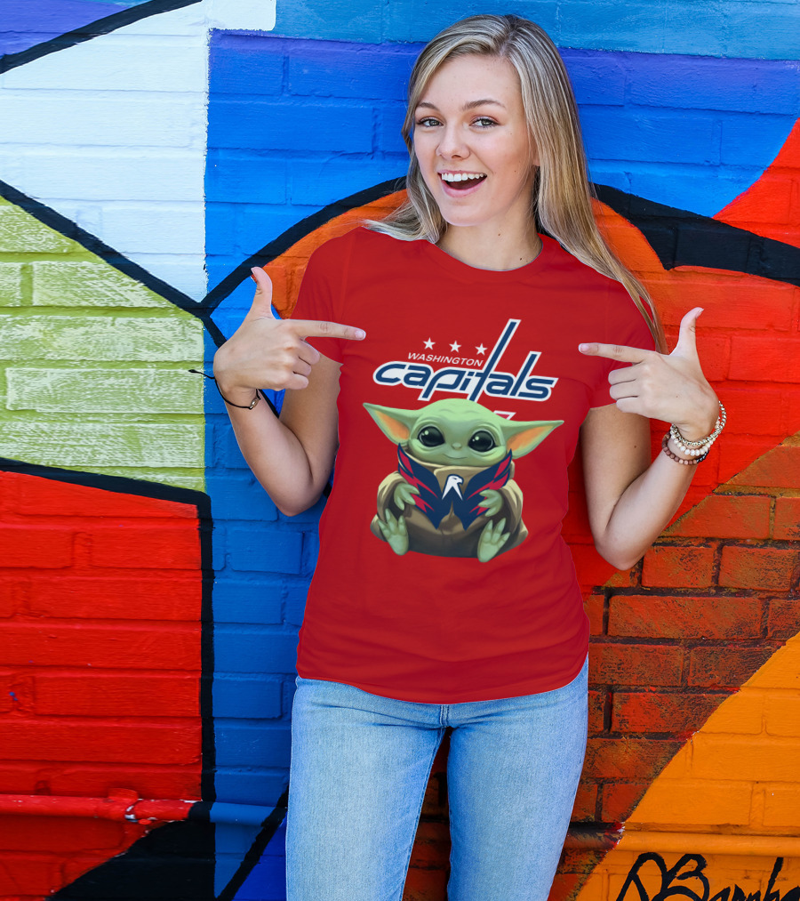 Washington Capitals Baby Yoda NHL Hockey Mandalorian Crossover T-Shirt