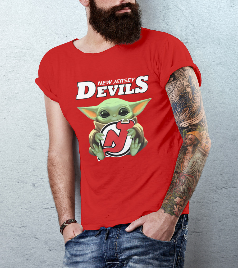New Jersey Devils Baby Yoda Hockey Fan T-Shirt