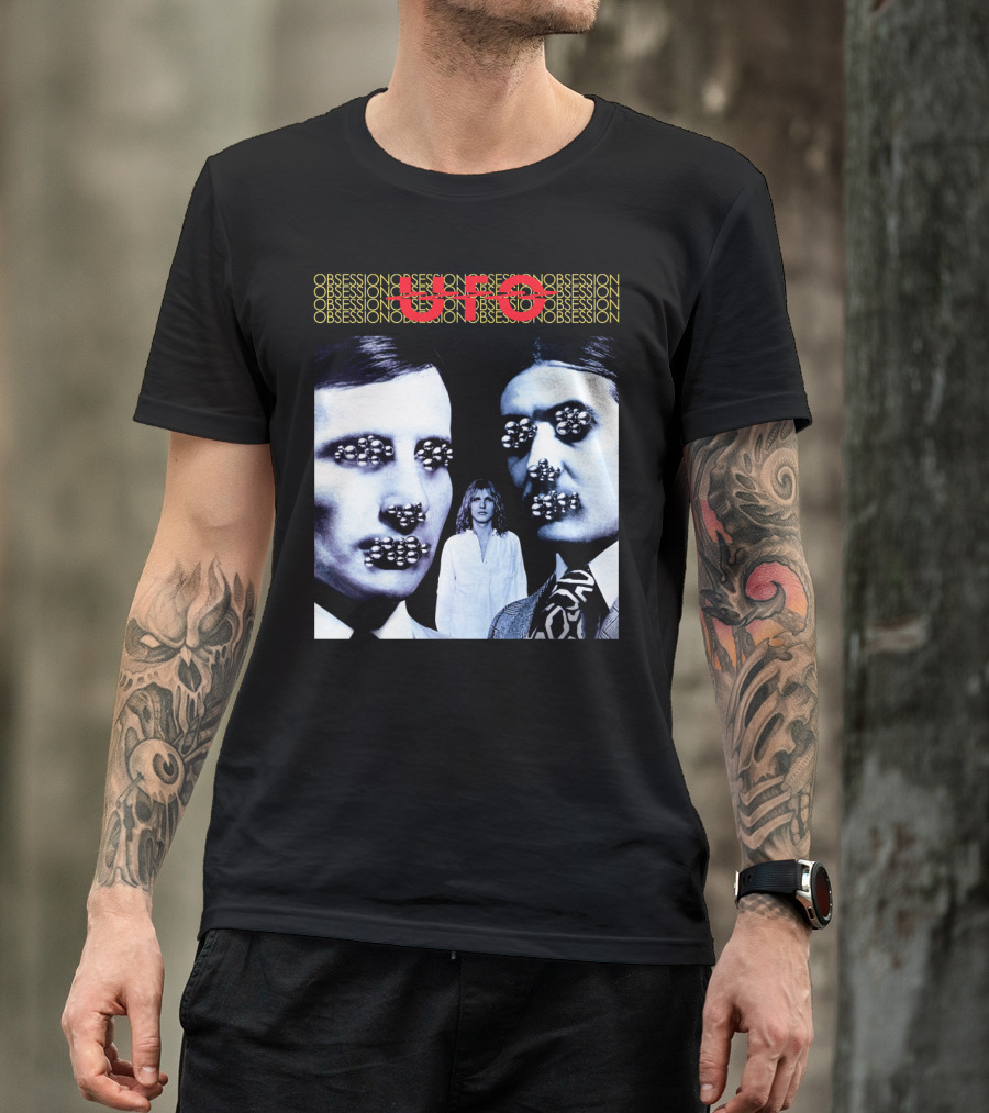 UFO Obsession Faces With Metallic Beads T-Shirt