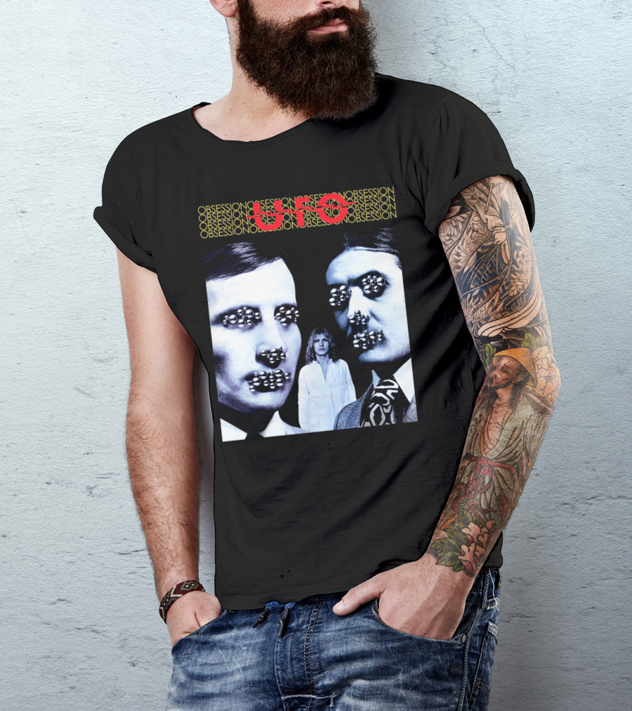 UFO Obsession Faces With Metallic Beads T-Shirt
