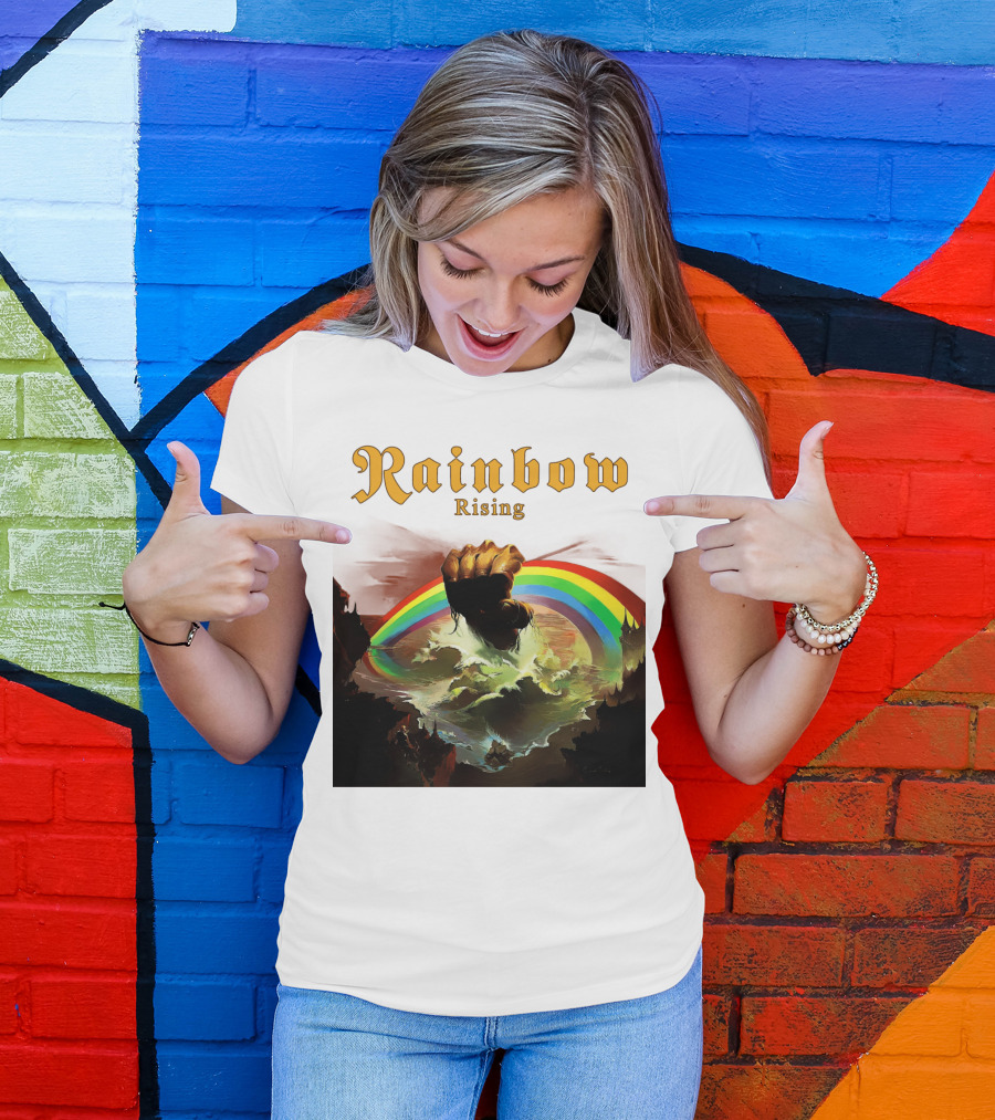 Rainbow Rising Fist And Rainbow Wave T-Shirt