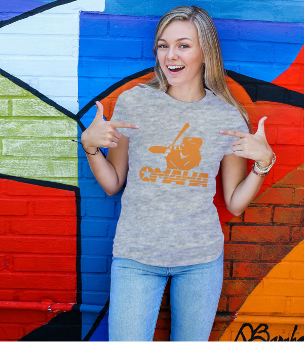 TN Omaha Baseball Silhouette With Star In Orange T-Shirt