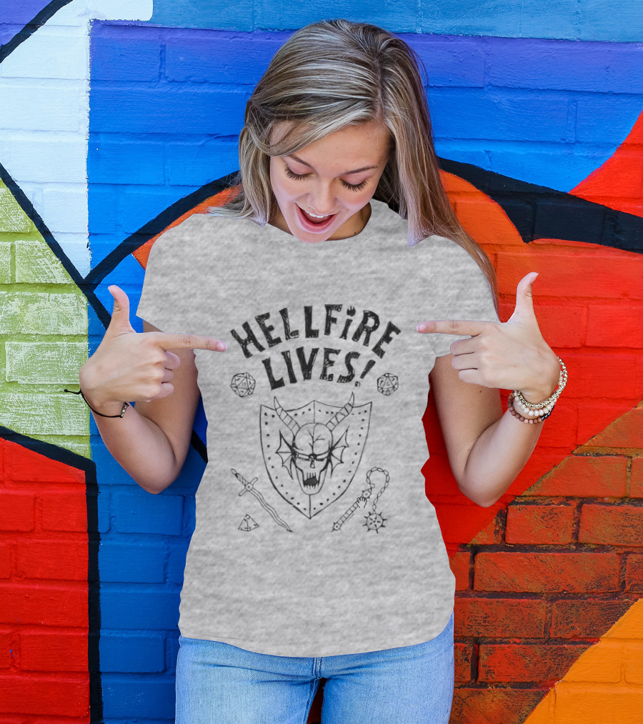 Hellfire Lives Stranger Things Hawkins High Hellfire Club Dustin Henderson Dungeon Master Lives T-Shirt